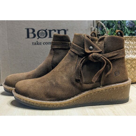 Born Vaughn Ginger Brown Distressed Suede Leather Boots Women's 8.5 NIB - Picture 2 of 13